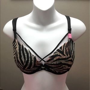 Pink date night Zebra lace Push-up bra